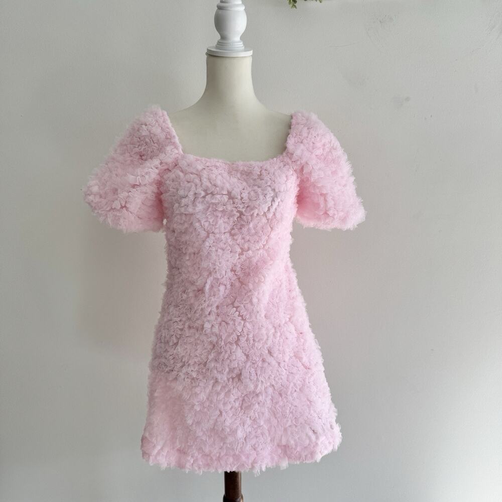 Hyacinth House Pink Textured Cora Mini Tulle Dress Small Q4091